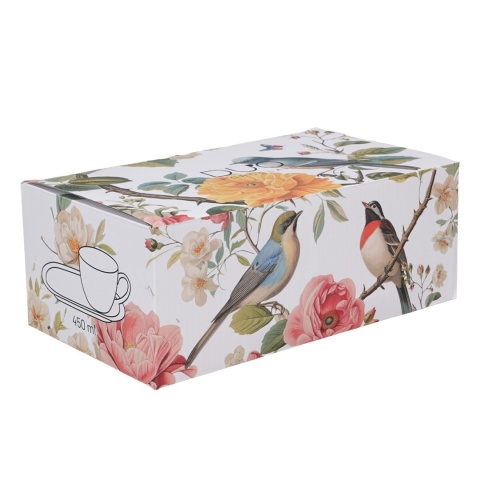 Filiżanka jumbo ze spodkiem zestaw śniadaniowy april kwiaty