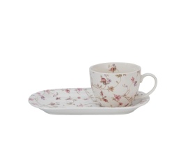 Filiżanka jumbo spodek zestaw śniadaniowy safa kwiaty duo