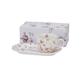 Filiżanka jumbo spodek zestaw śniadaniowy safa kwiaty duo