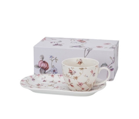 Filiżanka jumbo spodek zestaw śniadaniowy safa kwiaty duo