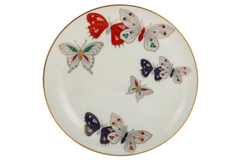 Filiżanka porcelana do herbaty talerzyk deserowy motyle