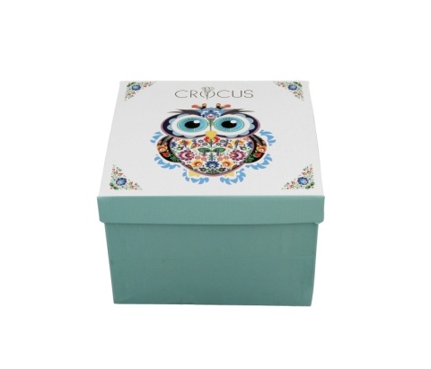 Filiżanka spodek kosze kwiatów prezent porcelana sowa etno