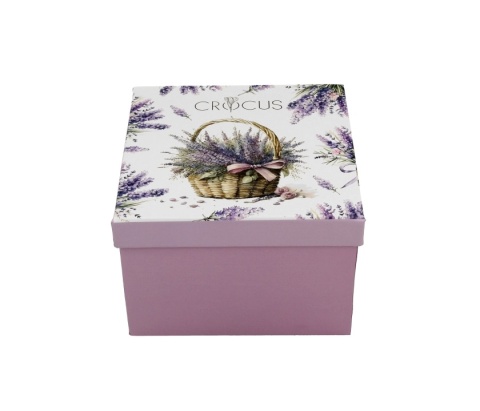 Filiżanka spodek kosze kwiatów na prezent porcelana lawenda