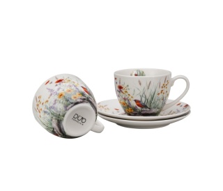 Filiżanki ze spodkami July na prezent kwiaty komplet 2szt