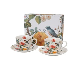 Filiżanki ze spodkami April na prezent komplet 2 szt róże