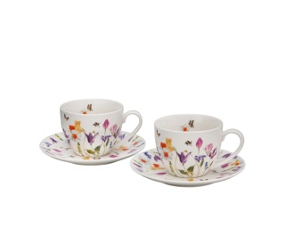 Filiżanki ze spodkami May na prezent kwiaty zestaw 2 szt
