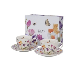 Filiżanki ze spodkami May na prezent kwiaty zestaw 2 szt