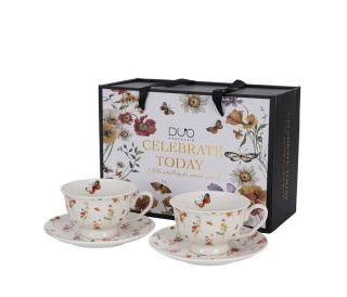 Filiżanki ze spodkami royal Grace na urodziny zestaw 2szt