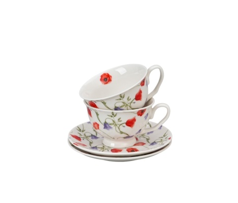 Filiżanki ze spodkami royal Angela prezent zestaw 2szt maki