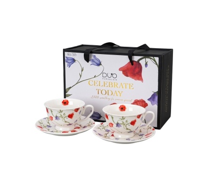 Filiżanki ze spodkami royal Angela prezent zestaw 2szt maki