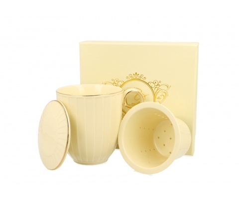 KUBEK PORCELANOWY Z SITKIEM ZAPARZACZEM DUO NINA