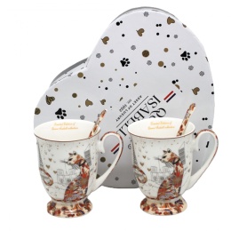 Komplet 2 kubki porcelanowe na prezent Queen Isabell koty