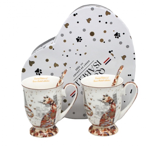 Komplet 2 kubki porcelanowe na prezent Queen Isabell koty