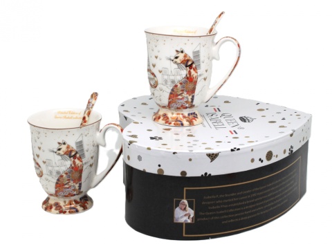 Komplet 2 kubki porcelanowe na prezent Queen Isabell koty
