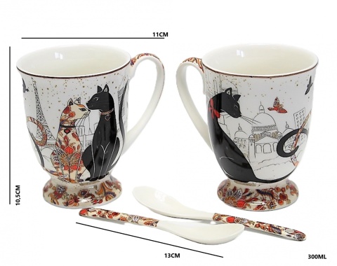 Komplet 2 kubki porcelanowe na prezent Queen Isabell koty