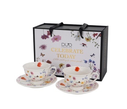 Filiżanki ze spodkami royal Amelia na prezent zestaw 2szt
