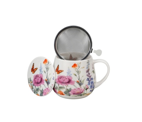 Kubek zaparzacz sitko baryłka summer na dzień kobiet kwiaty