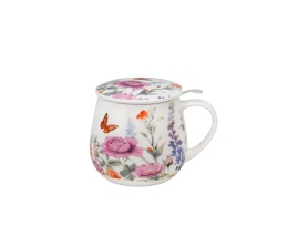 Kubek zaparzacz sitko baryłka summer na dzień kobiet kwiaty