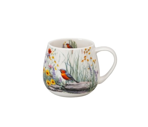 Kubek do herbaty kawy baryłka na urodziny july kwiaty ptak