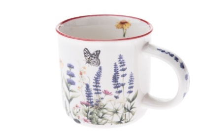 Kubek do herbaty kawy lawenda porcelana 230 ml motyl