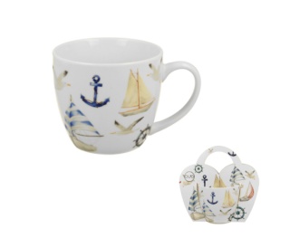 Kubek do herbaty kawy żaglówki w obwolucie porcelana prezent