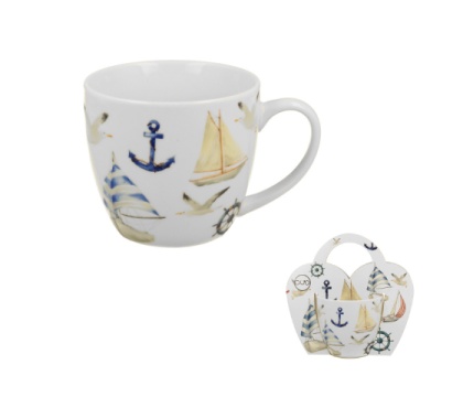 Kubek do herbaty kawy żaglówki w obwolucie porcelana prezent