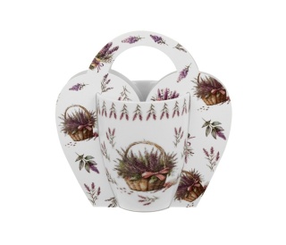 Kubek do herbaty prezent w koszyczku kosze kwiatów lawenda