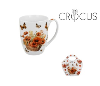 Kubek do herbaty na prezent w koszyczku kosze kwiatów maki