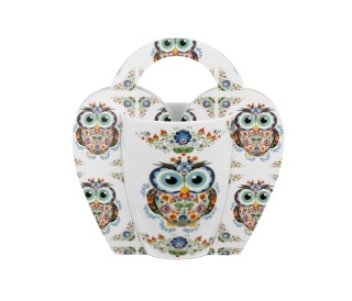 Kubek do herbaty na prezent w koszyczku sowa etno sówka