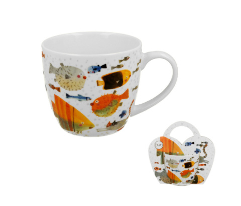Kubek do kawy herbaty prezent ryby w obwolucie porcelana