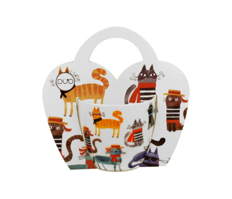 Kubek do herbaty porcelana obwoluta koci świat stylowe koty