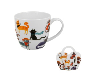 Kubek do herbaty porcelana obwoluta koci świat stylowe koty