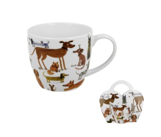 Kubek do herbaty w obwolucie porcelana psi świat różne psy