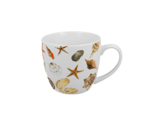Kubek do kawy herbaty prezent muszle w koszyczku porcelana