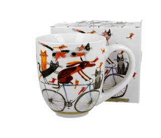 Kubek kubas jumbo xxl porcelana psi świat pies na rowerze