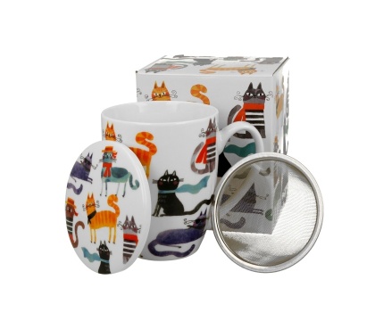 Kubek z zaparzaczem do herbaty koci świat stylowe koty