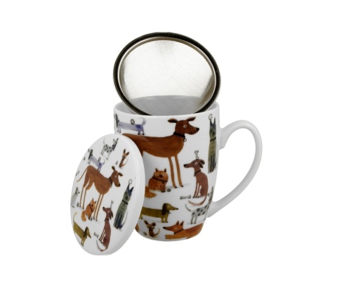 Kubek zaparzacz do herbaty różne psy psi świat porcelana
