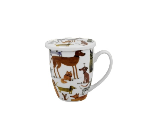 Kubek zaparzacz do herbaty różne psy psi świat porcelana