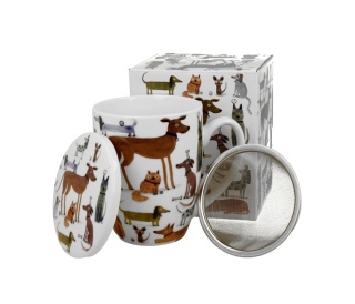Kubek zaparzacz do herbaty różne psy psi świat porcelana