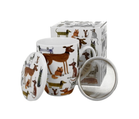 Kubek zaparzacz do herbaty różne psy psi świat porcelana
