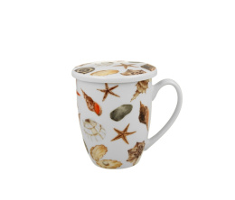 Kubek z zaparzaczem sitkiem do herbaty muszle na prezent