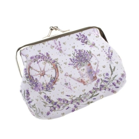 Portmonetka damska mała z motywem lawendy na monety portfel