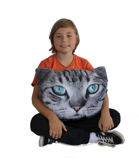 Poduszka dekoracyjna z wypełnieniem Fryc kot szary 45x30cm