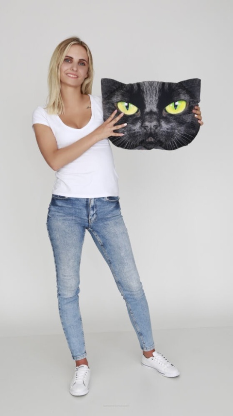 Poduszka dekoracyjna z wypełnieniem Nero kot czarny 45x30cm