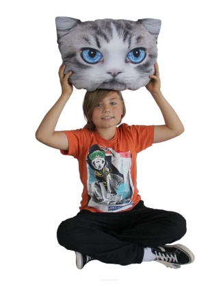 Poduszka ozdobna z wypełnieniem Luna kot szary 45x30cm