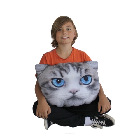 Poduszka ozdobna z wypełnieniem Luna kot szary 45x30cm