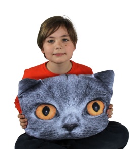 Poduszka dekoracyjna z wypełnieniem Leon kot szary 45x30cm