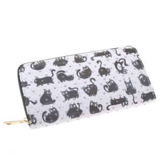 Portfel na zamek damski duży z motywem kotów na prezent