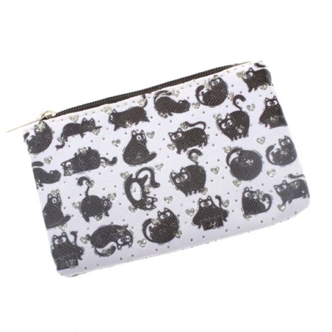 Portfelik portmonetka damska mała koty na zamek portfel