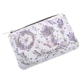 Portfel portmonetka damska mała z motywem lawendy na zamek